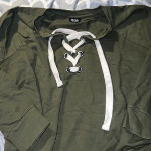 Long sleeve lace up shirt